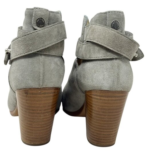 Rag and Bone Harrow Suede Booties gray ankle boots size 7.5 37.5 belted - Picture 6 of 12